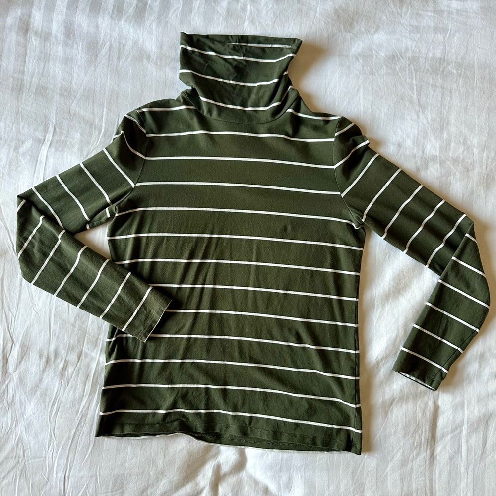 Striped Green Turtleneck Top